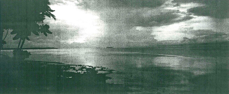 De plaats van de Neutronramp in 1998 gezien vanaf het strand naast het vliegveld van Biak