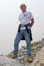 webmaster Chris op de hoogste berg van Slovenie, de Canin